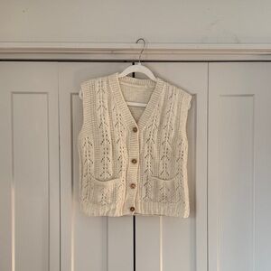 Vintage Knit Button-Up Sweater Vest